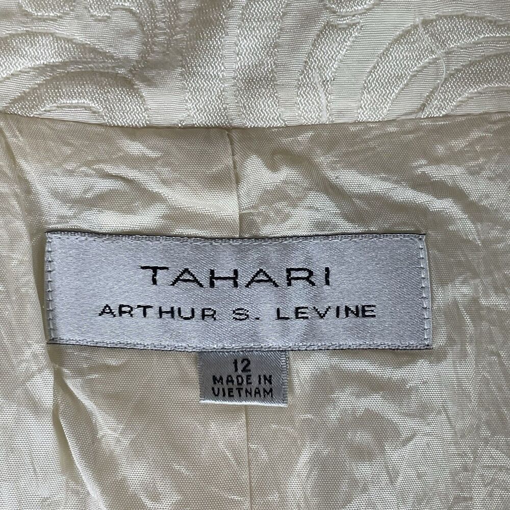 Tahari Arthur S. Levine 2 Piece Brocade Coat Dress Set Women's 12 Ivory Wedding - Picture 6 of 16